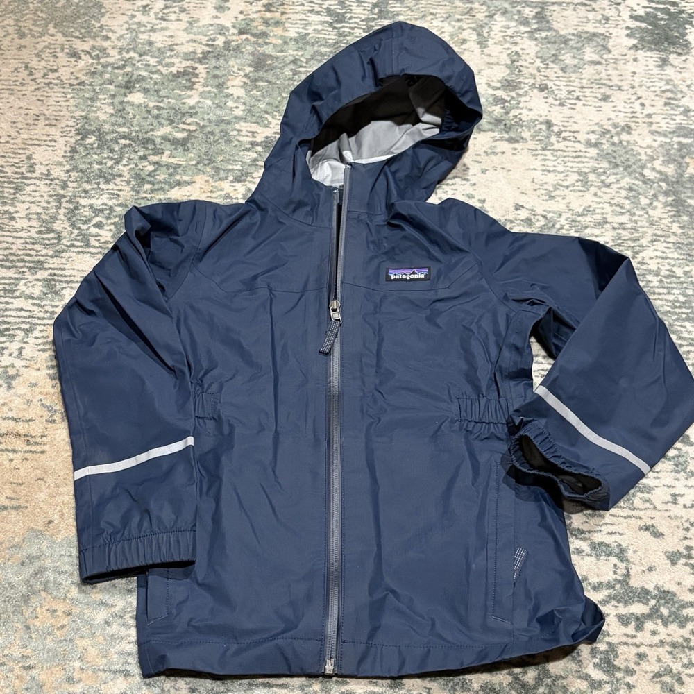 Patagonia Girls Torrentshell 3L Rain Jacket Navy Blue Size S 7-8
